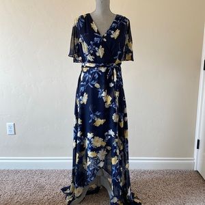 Jessica Howard Floral Maxi Casual Navy with Yellow flowers